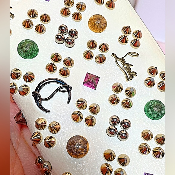 Christian Louboutin White and Gold Studded Wallet - Picture 14 of 16